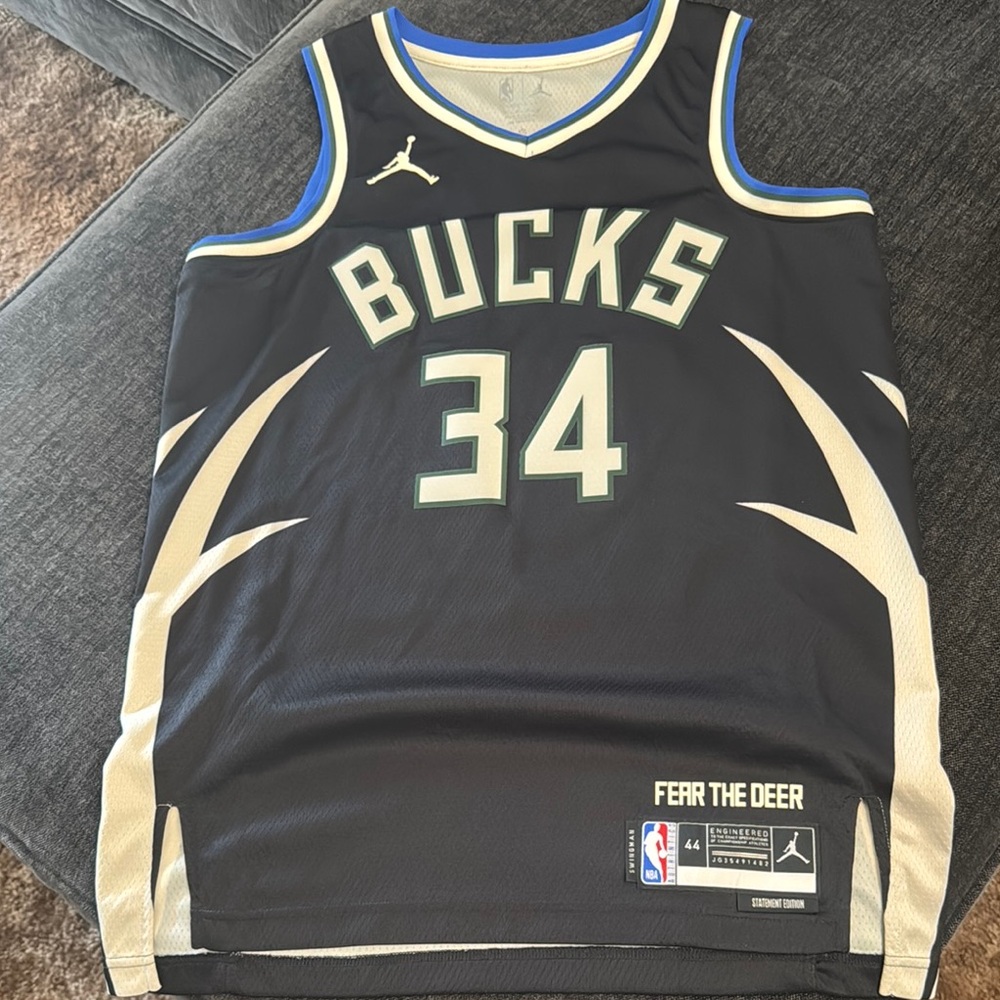Nike Bucks Basketball Jersey - Black and Cream